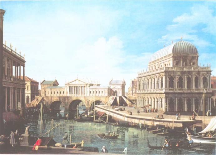 A capriccio with a palladian design for the Rialto with buildings at Vicenza