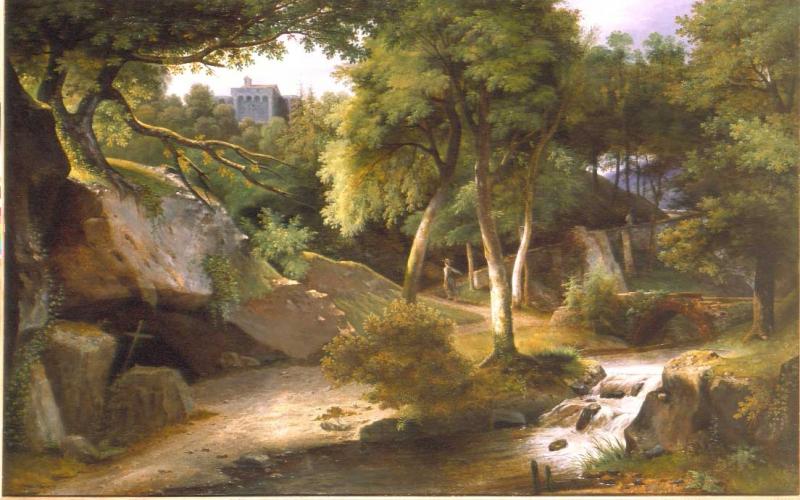 Forest Landscape with a Woman Carrying Water
